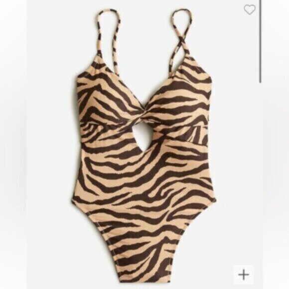 NWT J. Crew Women's Brown Front Twist One Piece Bathing Suit Size 24 - Picture 1 of 7